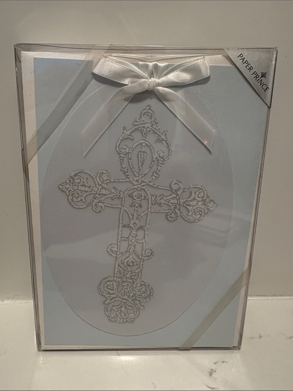 Cross Greeting Card Invitation with Satin Bow